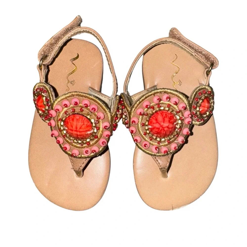 (🆓)*FREE ADD TO BUNDLE* Nina Kids Sandals with Pink and Gold Accents